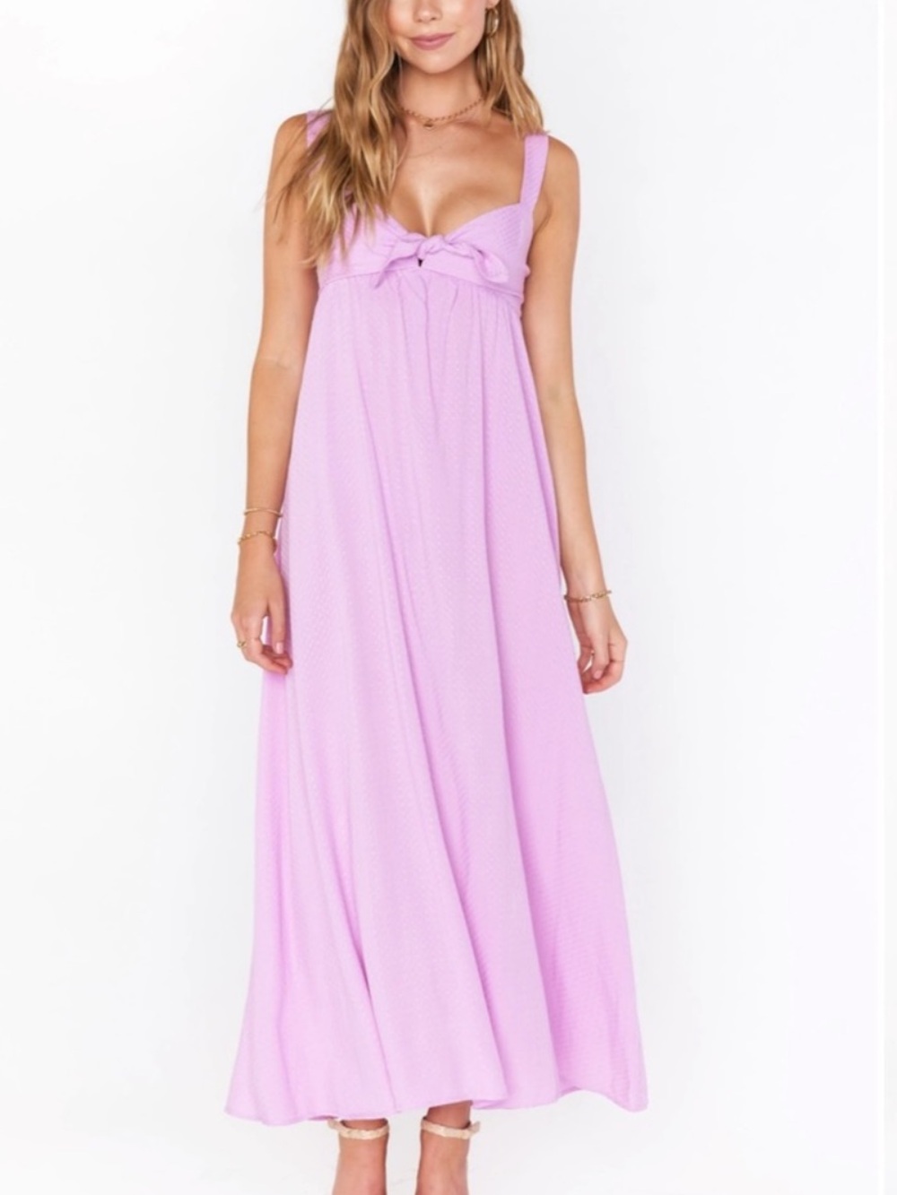 Show Me Your Mumu Sleeveless Maxi Dress with Front Tie- Orchid
